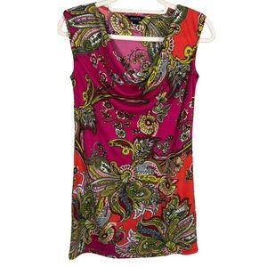 Jessica Pink and Orange Paisley Print Dress Tunic Size 0 Vacation Summer Resort